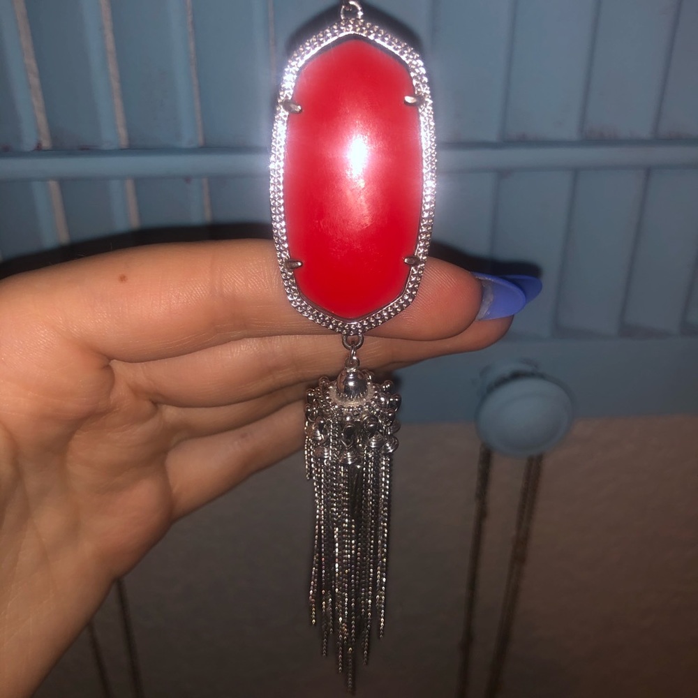 Kendra Scott Rayne Necklace Red/Silver 🥰
